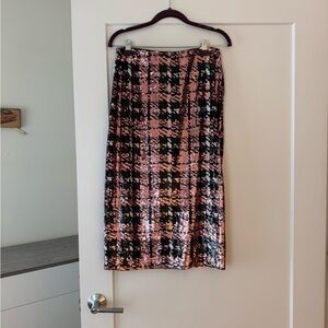 Zara Pink and Black Checkered Pencil Skirt